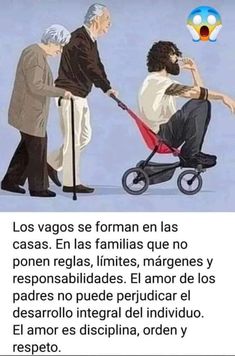 an image of three people pushing a stroller with the words los vagoss se formal en las casas