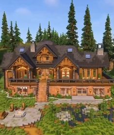 this is an artist's rendering of a large house in the middle of a wooded area