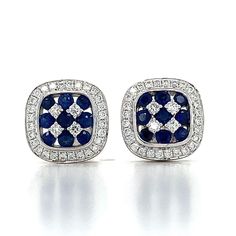 Bony Levy 18K White Gold Sapphire & Diamond Earrings 3.4 Grams Round White Brilliant Cut Diamonds 0.36 Carats Total Weight Color: F-G Clarity: VS-Si Round Blue Sapphires this is a timeless blue sapphire diamond halo pair of earrings. The earrings are 18k and the backings are 18k.  If you have any questions or concerns please message me and I will get back to you as soon as possible. serial number: AJ05345 A Luxury Sapphire Diamond Earrings, Luxury Blue Diamond Earrings With Accents, Luxury Sapphire Earrings, Elegant Blue Gia Certified Diamond Earrings, Luxury Sapphire Diamond Earrings With Brilliant Cut, Luxury Blue Diamond Earrings With Brilliant Cut, Luxury Blue Diamond Earrings, Blue Sapphire Diamond Earrings Gia Certified, Elegant Blue Diamond Earrings With Pave Setting