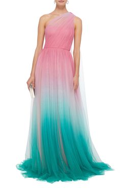 One Shoulder Dress Long, Organza Gown, Swift Aesthetic, Ombre Maxi Dress, Organza Gowns, Alex Perry, Dress Tulle, Dress Hairstyles