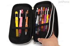 Cubix Double Round Zip Pen Case - Black - CUBIX 106191-15 (holds up to 21 pens) Pen Organizer, Usb Drives, Pen Organization, Pen Accessories, Stationery Organization, Jet Pens, Pen Case, Erasers, Fountain Pens