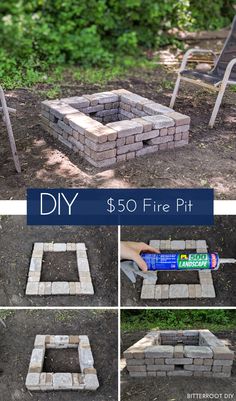 diy fire pit made out of cinder blocks with instructions to make it in the ground