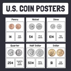 the us coin poster shows different types of coins