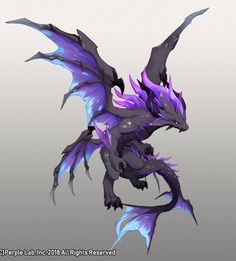 a very pretty purple and black dragon with big wings