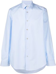 blue cotton classic collar front button fastening long sleeves buttoned cuffs curved hem Pointed Flat Collar, Versace Shorts, Blue Dress Shirt, Plain Blue, Stylish Wedding Dresses, Blue Long Sleeve Shirt, Flat Collar, Shirt Cuff, Blue Shirt Dress