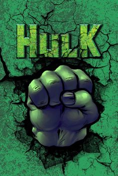 a poster with the word hulk on it and a fist coming out of it's center