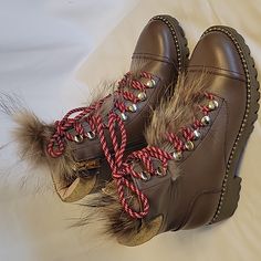 Brand New Booties Called Trekker In Brown, No Box , Will Come With Shoe Dust Cover . Fur In The Tongue And Beaded All Around Cecelia New York Boots, The Tongue, Dust Cover, Lace Up Boots, Shoe Laces, Lace Up, New York, Women Shoes, Brand New