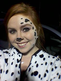 Dalmation Puppy Makeup, Dalmation Face Paint Women, 101 Dalmations Makeup, Dalmation Costume Women Makeup, Dalmation Costume Makeup, Dalmatian Halloween Makeup, Dalmatian Face Paint, Dalmatian Puppy Face Paint, Dalmatian Makeup Women