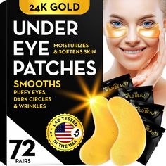 PRICES MAY VARY. ELIMINATE PUFFY DARK CIRCLES: Discover the transformative power of our under eye patches for puffy eyes and dark circles. These eye bag patches (PARCHES PARA OJERA) are Infused with pure collagen and 24K gold, these luxurious gold eye patches for puffy eyes work effectively as an eye puffiness reducer instantly, rejuvenating your skin for a brighter, more youthful appearance. TARGETED TREATMENT FOR EYE PUFFINESS AND DARK CIRCLES: Under eye gold gel mask for puffy eyes and dark c Reduce Eye Bags, Collagen Skin Care, Eye Gel Pads, Under Eye Patches, Gold Eye Mask, Under Eye Mask, Bag Patches, Skin Patches, Remove Dark Circles