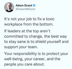 a tweet from adam grant about the role of an expert in fixing your career