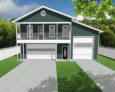 this is an artist's rendering of a two - story house with garages