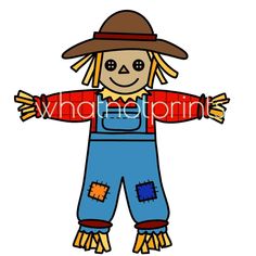 a scarecrow wearing overalls and a hat with his arms spread out to the side