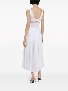 Midi Dress White, Versace Outfit, Wardrobe Edit, City Dress, Silk Midi Dress, Exclusive Fashion, White Midi Dress, White Silk, Dress White