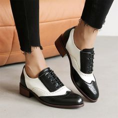 Category:Loafers; Upper Materials:PU; Embellishment:Lace-up; Season:Spring,Fall; Heel Type:Block Heel; Gender:Women's; Size Suggestion:standard size, select your usual size; Activity:Walking; Toe Shape:Round Toe; Style:Vintage,Casual; Heel Height(inch):1-2; Outsole Materials:Rubber; Occasion:Daily; Closure Type:Lace-up; Pattern:Color Block; Listing Date:05/21/2024; 2024 Trends:Retro,Brogue; Foot Length:; Foot Width:; SizeChart1_ID:2:186495; Heel Height:Low Heel Fall Shoes With Dress 2024, Fall Heel, Women Oxfords, Flat Oxford Shoes, Sequin Sandals, Wingtip Oxford Shoes, Women's Slip Ons, Lace Up Block Heel, Brogue Shoes