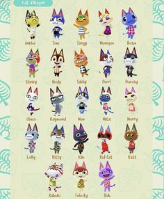 the animal crossing characters are all in different colors