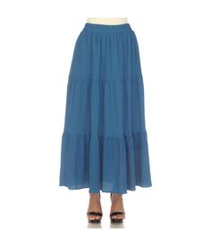 Elevate your fashion game with this flowy and effortlessly chic skirt. This maxi skirt from White Mark boasts a pleated design that adds texture, movement, and a touch of sophistication to your look. Dress it up or down as this skirt is incredibly versatile. Pair it with a tucked in blouse and heels for a sophisticated look or go for a more relaxed vibe with a tucked in tee and sandals and pair it with a jacket on chilly days. Itâ€™s perfect for various occasions and style preferences. Material: Polyester Maxi Skirt Fall, Chic Skirt, Royal Clothing, Chic Skirts, Tiered Maxi Skirt, Womens Maxi Skirts, Skirt Maxi, Fall Skirts, White Mark