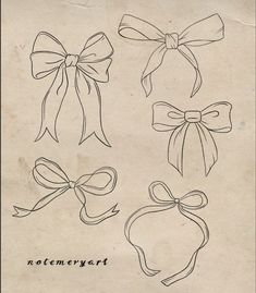 an old paper with some bows on it