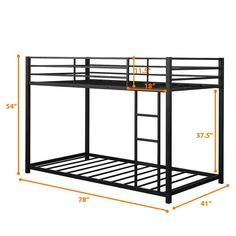 the bunk bed is shown with measurements for it