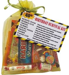 the birthday survival kit is packed with candy