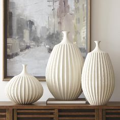 Sawtooth Vase-Rustic White-Sm-Global Views-GVSA-7.10302-Vases-1-France and Son Global Views, Rustic White, Table Vases, Affordable Home Decor, Ceramic Vases, Large Vase, Small Vase, Ceramic Table, Elegant Homes