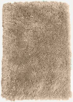 an area rug made out of shaggy, beige colored material with a light green border