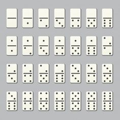 white dominos are arranged in rows on a gray background