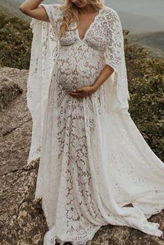 Maternity Photography Outfits, Lace Maternity Dress, Clothes For Pregnant Women, Pregnant Wedding Dress, Pregnancy Maxi Dress, Boho Lace, Crewneck Dress, Maxi Gowns, Dress Silhouette