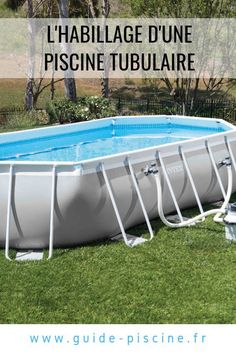 an above ground swimming pool is shown with the words, guide piscine - piscine