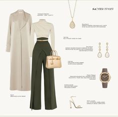 Luxury Modest Fashion, Green Luxury Outfit, Luxury Lifestyle Fashion, Elegant Outfit Classy, Stylish Work Attire, Classy Work Outfits, Classy Casual Outfits, Stylish Work Outfits