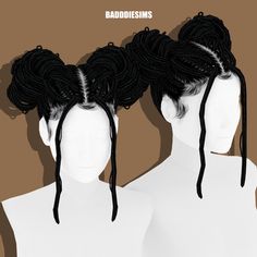 two mannequin heads with braids on each side and the words baddieism's above them