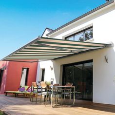 an awning on the outside of a house