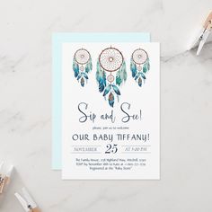 an image of a baby shower card with the words sip and sel on it