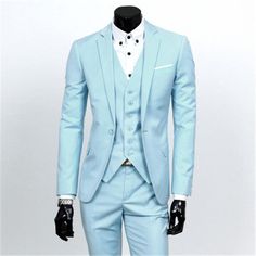 Brand Name:GODLIKEGender:MenItem Type:SuitsClosure Type:Single BreastedFit Type:StraightMaterial:Polyester,ViscoseStyle:England StyleModel Number:00Clothing Length:RegularPant Closure Type:Zipper FlyFront Style:Flat Bridesmaid Suits, Terno Slim, Business Casual Suit, Formal Dresses For Men, Light Blue Suit, Mens Casual Suits, Formal Men Outfit, Dress Suits For Men, Traje Casual