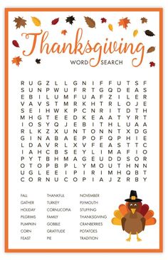 a printable thanksgiving word search