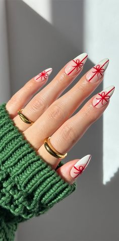 Festive Fingertips 52 Enchanting Christmas Nail Ideas Present Christmas Present Nails, Festive Nail Art, 17 December, Cute Christmas Nails, Christmas Nails Easy, French Nail Designs, 22 December, Festival Nails