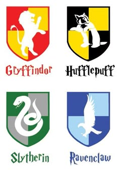 six different logos for the harry potters, sly and hermione houses are shown