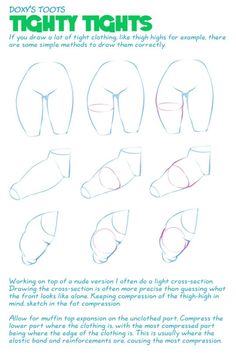 the instructions for how to draw tighty pants, with pictures on it and text below