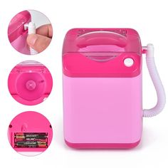 Mini Electric Makeup Brush Cleaner Dryer Cosmetic Sponge Washing Machine Drop Shipping How To Wash Makeup Brushes, Electric Makeup, Makeup Brush Cleaner, Pink Power, Dollhouse Toys, Mini Makeup, Mini Electric, How To Clean Makeup Brushes, Clean Machine