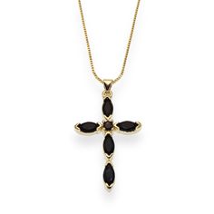 Classic Black Cross Jewelry, Elegant Black Cross Pendant Necklace, Elegant Black Pendant Cross Necklace, Vintage Inspired Jewelry, Magical Jewelry, Cz Diamond, Necklace Sizes, Diamond Stone, Free Bag