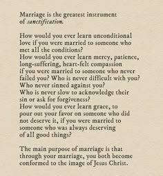 a poem written in black and white with the words marriage is the greatest instrument of satisfaction