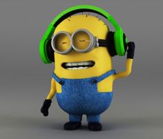 a cartoon character wearing headphones and listening to music