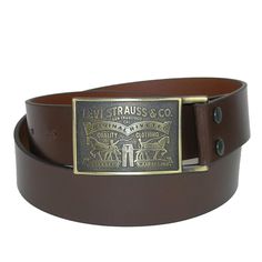 Men's Leather Bridle Belt with Antiqued Removable Plaque Buckle by Levis | Casual Belts at BeltOutlet.com Antique Logo, Belt Buckles Men's, Tan Leather Belt, Belt Men, Leather Workshop, Leather Jeans, Leather Belts Men, Casual Belt, Heavy Truck