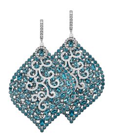 Palmiero Luxury Blue Collectible Jewelry, Luxury Blue Jewelry With Intricate Design, Luxury Blue Diamond Earrings Fine Jewelry, Luxury Blue Diamond Earrings With Accents, Blue Diamond-accented Evening Earrings, India Jewelry, Gold Diamond Jewelry, Italian Jewelry, Trendy Earrings