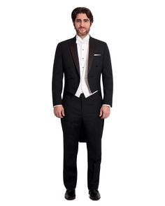 White Tie Tails Tuxedo Package includes a 100% Wool traditional fit tailcoat with matching adjustable waist flat front tuxedo pants.  It also includes a white pique backless vest and matching bow tie pre-tied or self tie, please specify at checkout which style bow tie you want. Elegant Double Breasted Suit For Black-tie Events, Formal Custom Fit Tuxedo Three-piece Suit, Fitted Double Breasted Tuxedo Suit For Groom, Formal Tuxedo-style Three-piece Suit, Tailored Tuxedo For Black Tie Event, Tailored Black Tie Tuxedo, Fitted Tuxedo For Groom, Fitted Black Tie Tuxedo, Fitted Double Breasted Suit For Black Tie