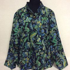 New Charter Club Jacket Women's Button Up Floral Jacket, Lightweight. Color: Black/Green/Blue Size: 1x Shop Secondchancepg.Com For An Additional 10% Off. Use Discount Code Pm10 Spring Outerwear With Covered Buttons And Long Sleeves, Spring Long Sleeve Outerwear With Covered Buttons, Spring Casual Blazer With Covered Buttons, Casual Spring Blazer With Covered Buttons, Club Jacket, Blazer Jackets For Women, Navy Blue Blazer, Single Button Blazer, Houndstooth Blazer