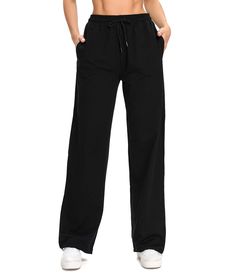 PRICES MAY VARY. Drawstring closure: Relaxed-fit athletic pant in solid tone featuring wide ribbed waistband with adjustable drawcord, perfect for sporting. Sweatpant for Women: Wide leg pants or Tapered sweatpants, it's up to you. Leg opening with elastic, tie the bottom freely. One pair of pants, two ways to wear. high-quality, and long-lasting everyday clothing you can rely on. Relaxing at Home: Breathable Sporty Joggers Track Pants with two pocket, fashion feel and stylish look. Great to pai Jogger Cargo Pants, Black Baggy Sweatpants, Joggers Black, Cute Joggers, Jogging Pants Black, Tapered Sweatpants, Baggy Sweatpants, Sweatpants With Pockets, Joggers Track Pants