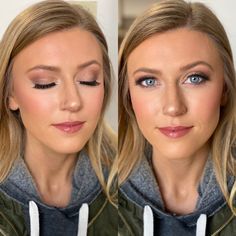 Bridesmaid Makeup Blue Eyes, Pink Eye Look, Makeup Looks Blue Eyes, Engagement Photo Makeup, Makeup Blue Eyes, Bridal Makeup For Blue Eyes, Soft Bridal Makeup, Wedding Makeup For Blue Eyes