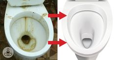 an image of a dirty toilet with the lid up and showing how to clean it