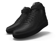 LEGENDARY NIKE AIR FORCE 1 - CUSTOM BLACK PREMIUM LEATHER HIGH TOP BASKETBALL SHOES You’re no stranger to the iconic AF1. Crisp overlays, bold accents and Air-Sole cushioning have been celebrating its hoops-inspired heritage for decades. Make the legacy your with the hand selected premium pebbled black leather, solid black rubber traction outsole and finishing it with a NIKE logo mark at the heel. Now it’s personal! YOUR STYLE, YOUR STATEMENT The canvas hook-and-loop strap on the front lets you Black High-top Sneakers With Embossed Logo For Streetwear, Leather High-top Nike Air Force 1 For Streetwear, Black Leather Mid-top Nike Air Force 1, Nike Air Force 1 Leather For Streetwear, High Top Nike Shoes, Bb Shoes, High Top Nike, Nike Air Force 1 Custom, High Top Basketball Shoes