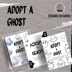 three ghost book covers with the text adopt a ghost